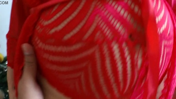 Nagy dudájú ribis nevelő anya rángatja a tinifia kolbászát Karácsony éjszakáján Thumb